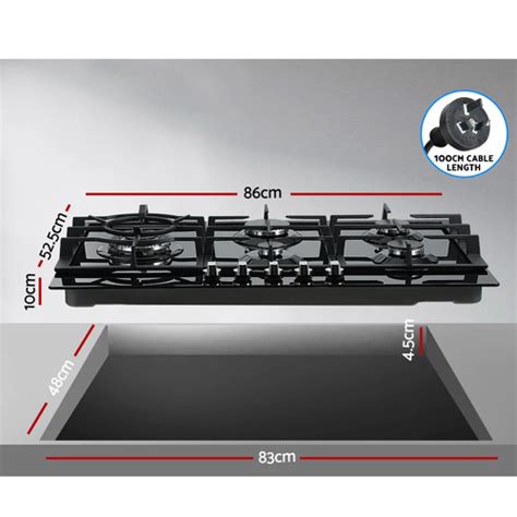 black devanti 5 burner gas cooktop